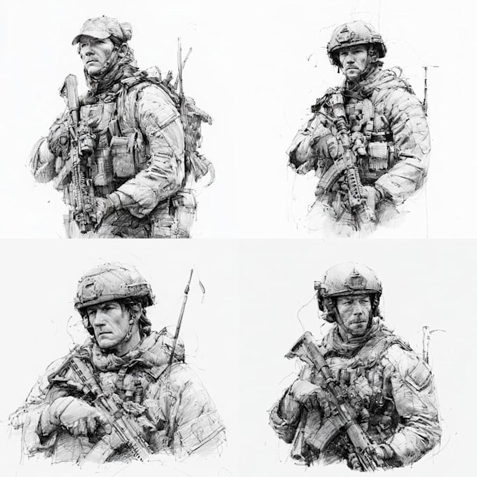 draw military themed illustrations
