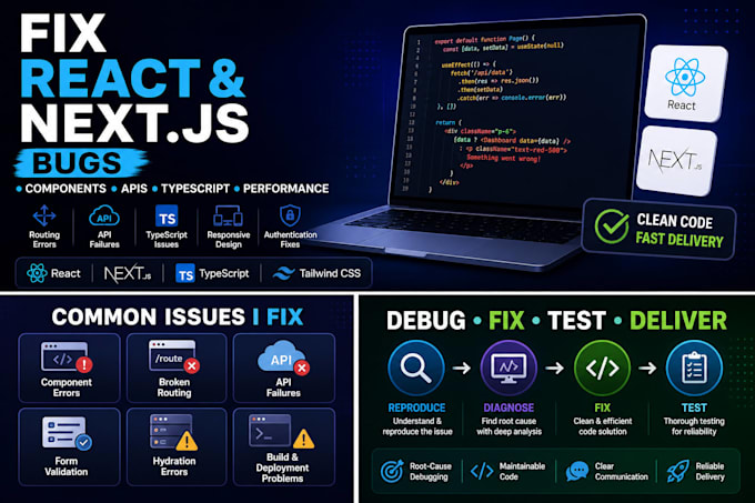 fix react nextjs typescript and frontend bugs