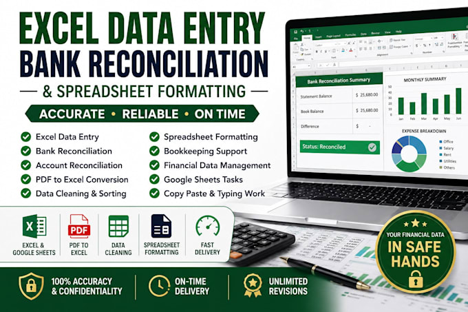 excel data entry and bank reconciliation