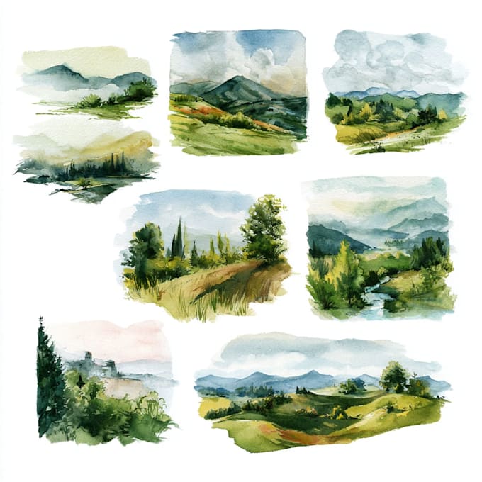 paint landscapes in watercolor