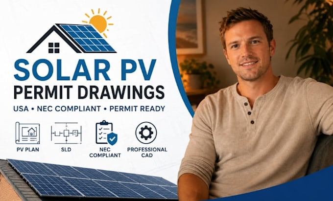 solar pv permit drawings USA, nec solar electrical plan, sld, solar cad
