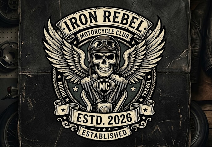 create a modern mc biker, motorcycle logo design
