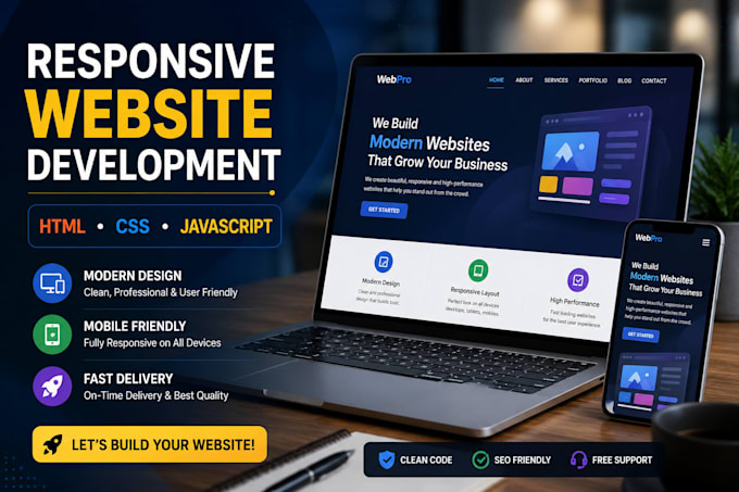 create a responsive website using HTML CSS and javascript