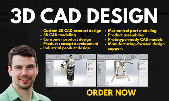 create custom product design, 3d cad modeling and 3d rendering for startups