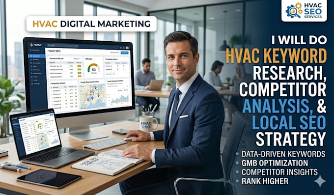 do hvac keyword research, competitor analysis, and local SEO strategy