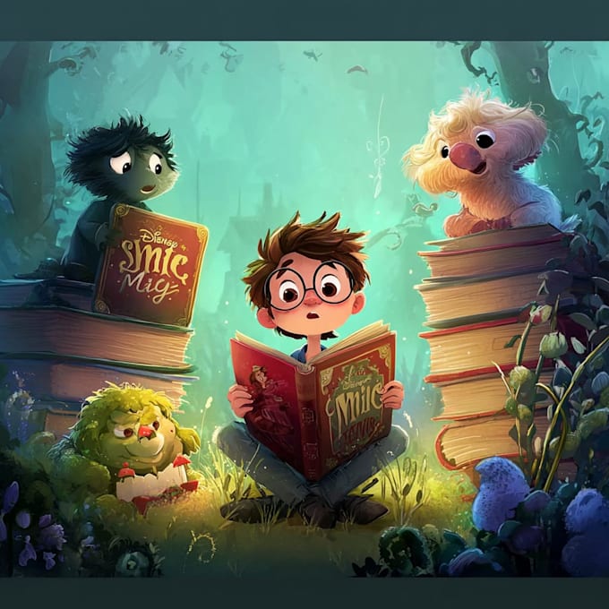 create educational children book cover illustration