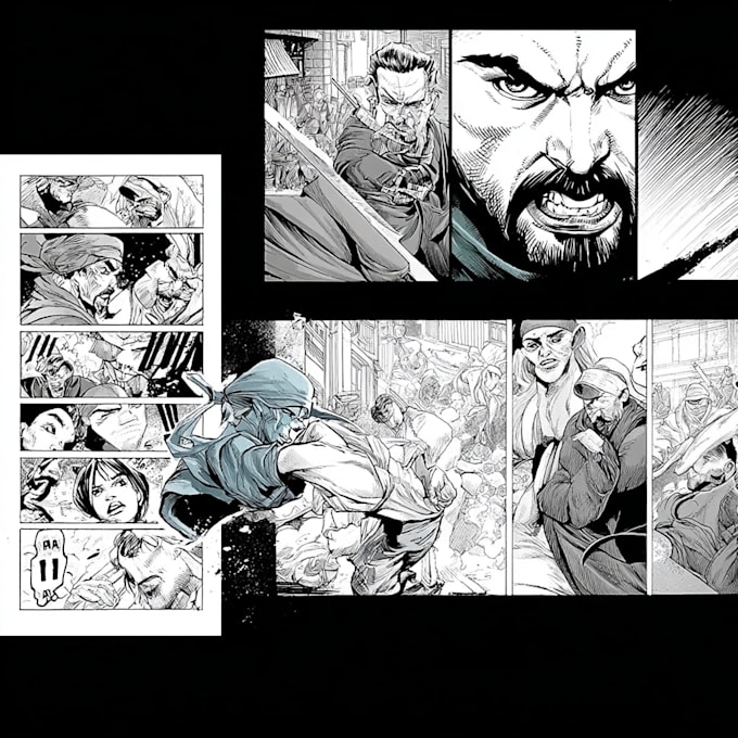 draw samurai manga comic pages with epic action