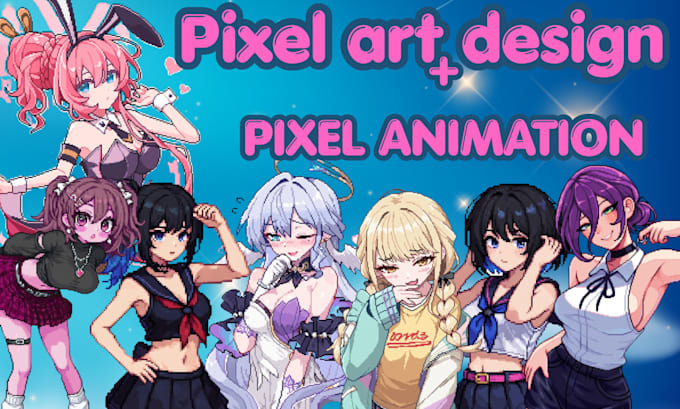 do pixel art animation, sprite sheet animation and pixel art character design