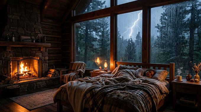create cozy ambient rain video with natural sound