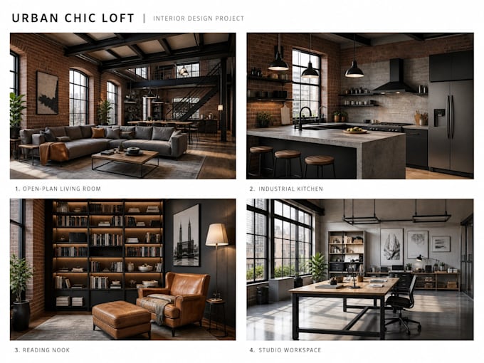 create architecture interior design 3d rendering for apartment layouts