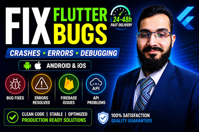 fix flutter bugs crashes errors firebase and api issues