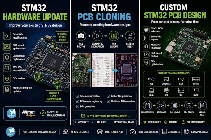 update, clone, or design stm32 hardware and pcb