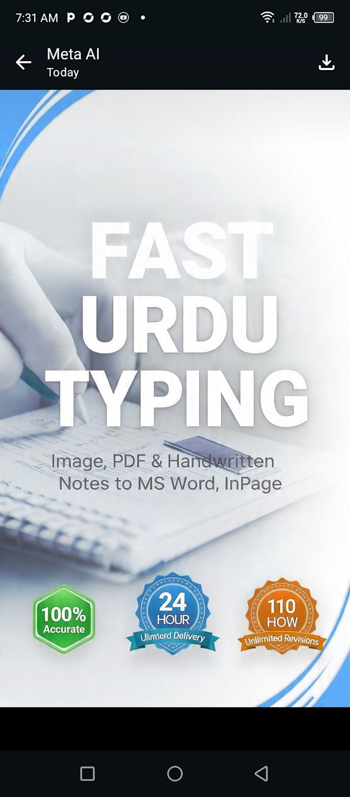 do fast urdu typing from image or handwritten notes to ms word