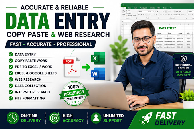 do data entry, copy paste and web research