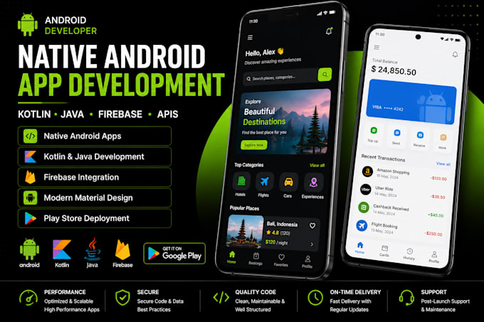 develop a native android app using kotlin and java