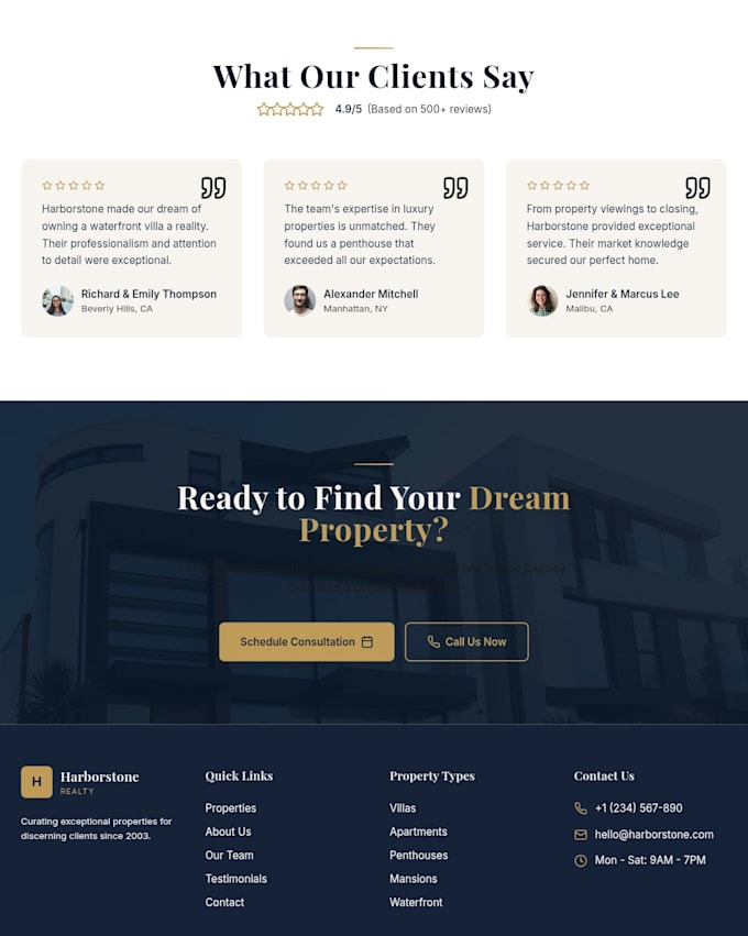 create a premium luxury real estate agency website