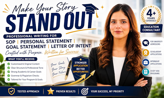 edit or create purpose statement, sop, goal statement, intent letter