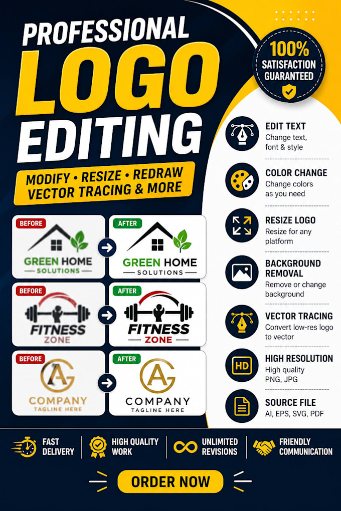 professionally edit, modify, redraw, or resize your logo