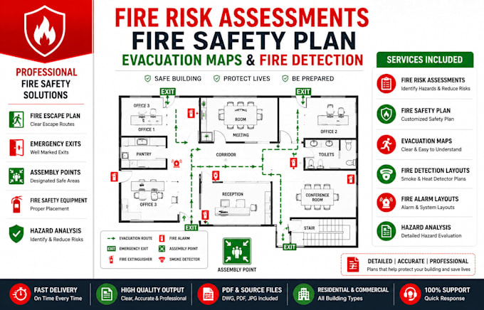 create fire risk assessment fire safety plan evacuation maps and fire detection