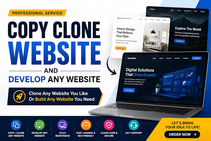 copy clone website and develop all website