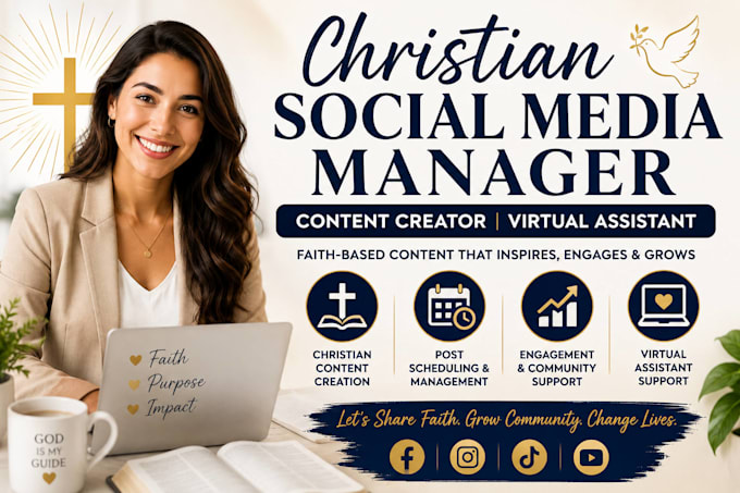be your christian social media manager, content creator, yt virtual assistant