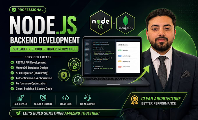 build a rest api and nodejs backend with mongodb or postgresql database