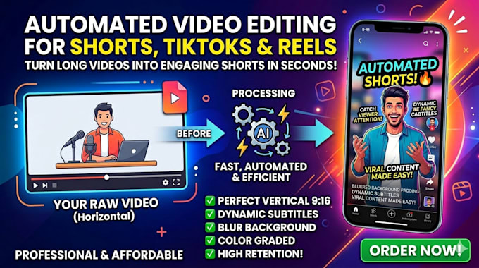 batch edit highly engaging youtube shorts, tiktoks, and reels