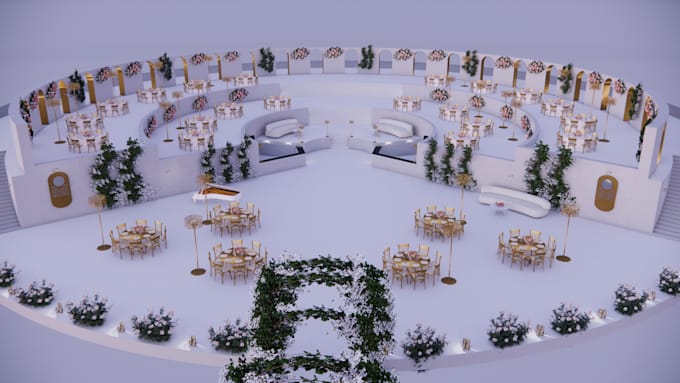 design a luxury wedding destination with realistic 3d renders
