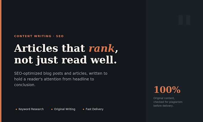 write SEO optimized blog posts and articles that actually rank