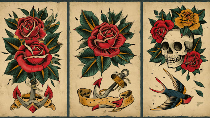 draw aesthetic old school tattoo design