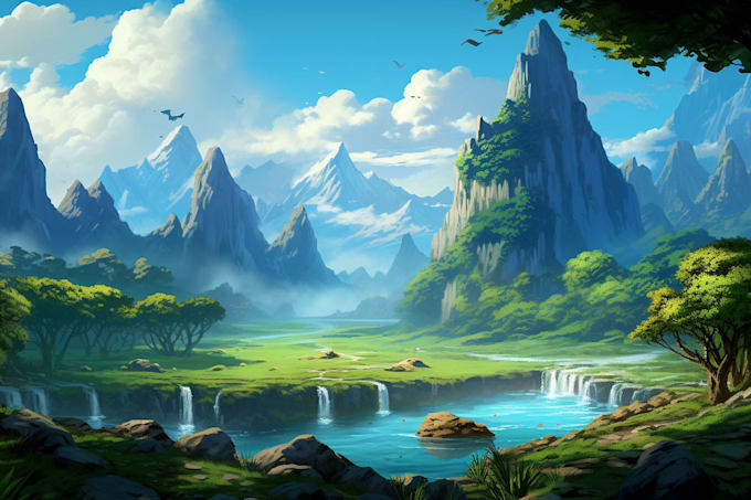 draw fantasy landscape or enviroment