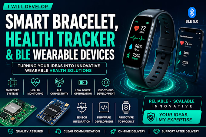develop smart bracelet, health tracker and ble wearable device