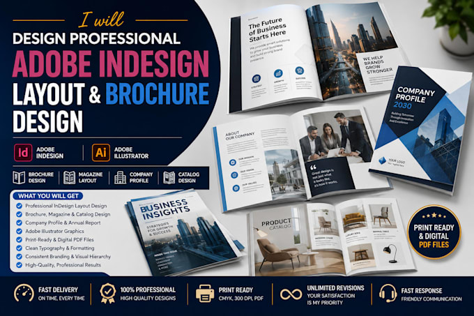 design adobe indesign layout, brochure design, adobe illustrator, magazine
