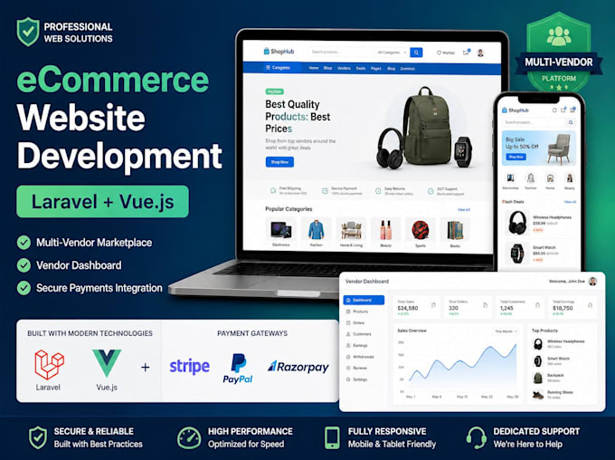 build your ecommerce website using laravel and vue js