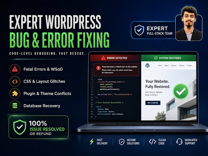 fix complex wordpress bugs, fatal errors, and CSS issues