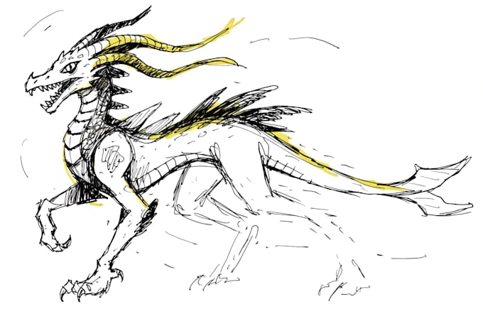 draw monster or fantasy creature in sketch illustration