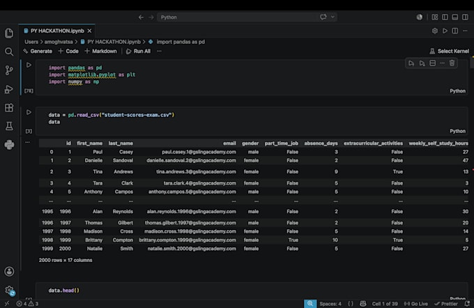 help with python debugging and eda tasks