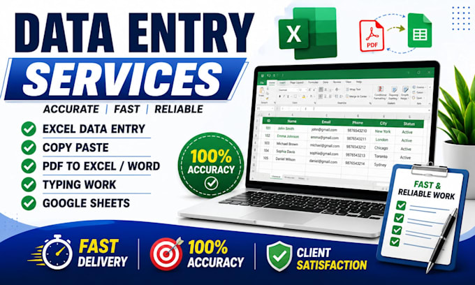 do data entry, excle data entry, copy paste and typing work