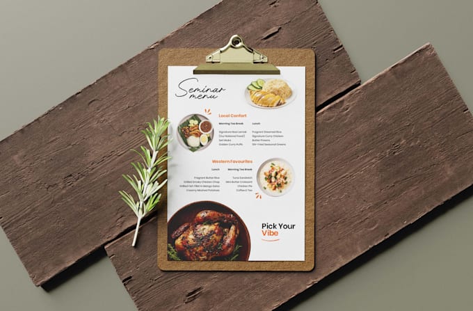 create a menu design for your restaurant or cafe