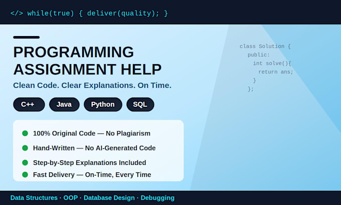 help with your c programming, java, or python programming assignment