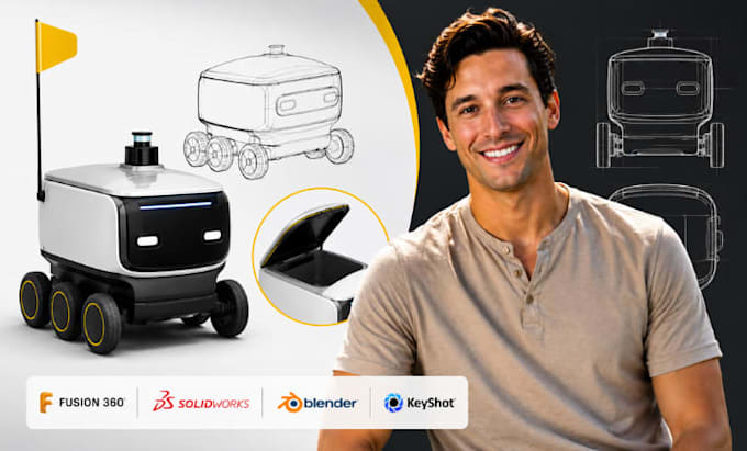 service robot design, delivery robot cad, robot enclosure, solidworks expert