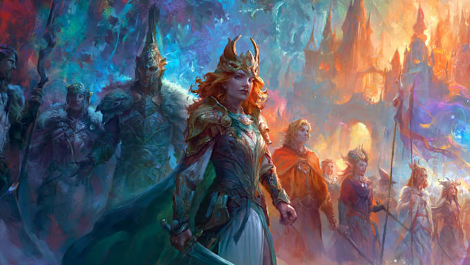 paint a character illustration in a fantasy world