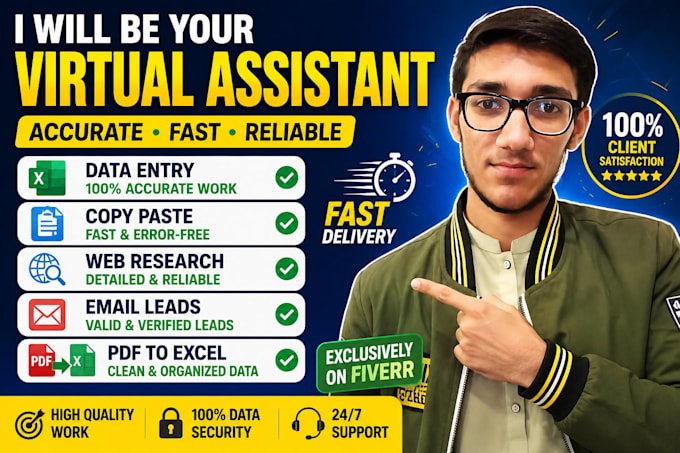 do accurate data entry, excel data entry, web research and copy paste