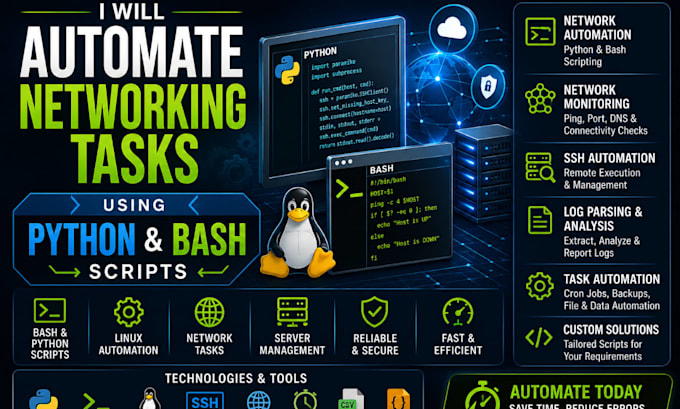 automate networking tasks using python and bash scripts