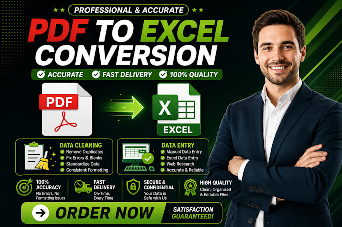 convert PDF to excel with accurate formatting and data entry