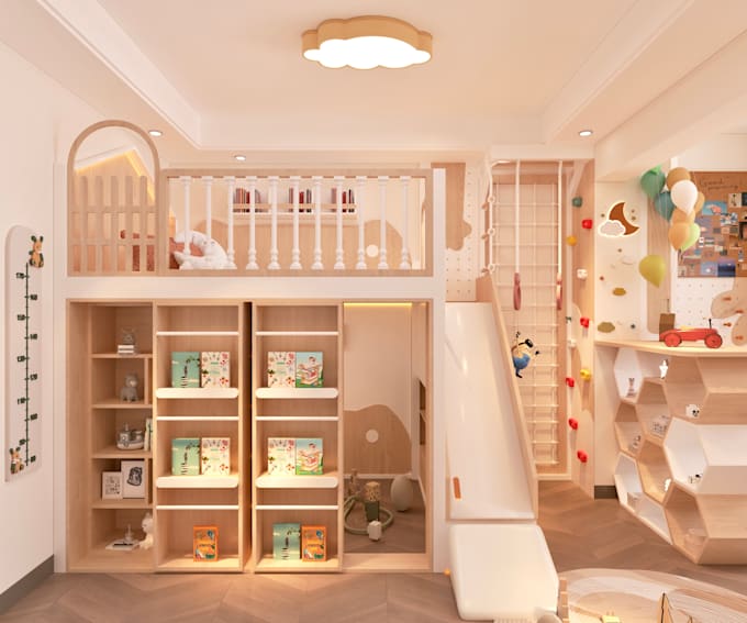make 3d design for creative kids bunk and treehouse bed