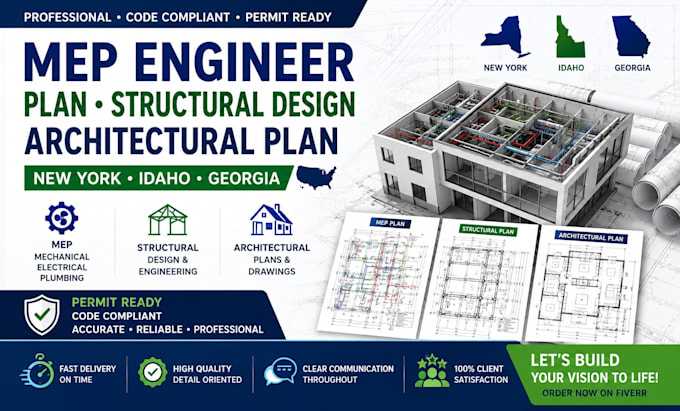 mep engineer plan structural design architectural plan in new york idaho georgia