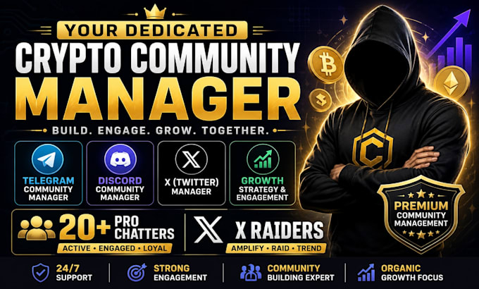 be your crypto community manager, telegram community manager, discord, x manager