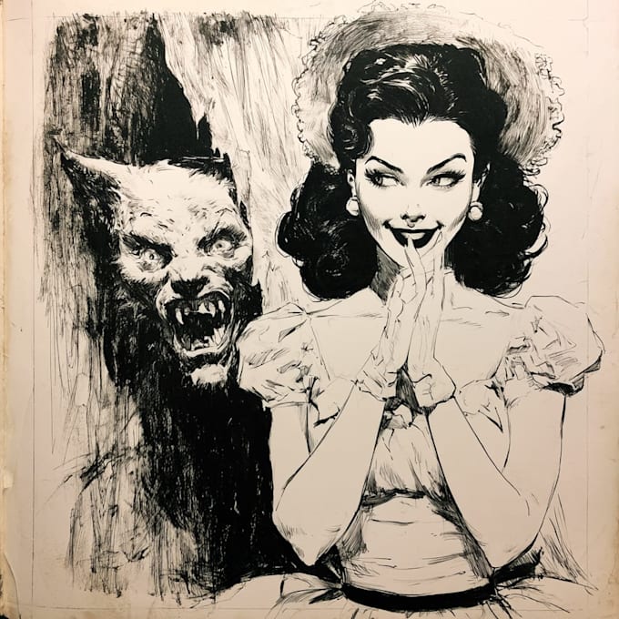 make vintage horror comic cover style