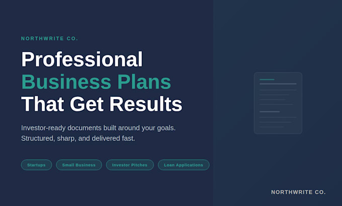 write a professional business plan for your startup or small business